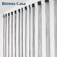 Curtain Black And White Color Splicing Combination String 300 300CM Solid High Density Window Vanlance Room Divider