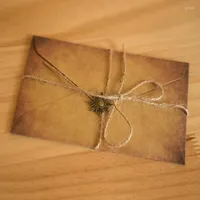 Wrap regalo 12Set Old Vintage Kraft Paper Inviluppo Lettera scritta a mano Confessionery Stationery Jute Rope Sun Star Ciondolo