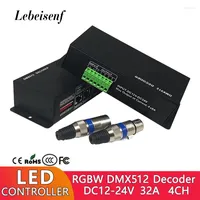 Controllers DMX512 DMX Decoder LED RGBW 4 Channel Dimmer Controller DC12V 24V With XLR Plug For Constant Voltage Stage Color Light Strip