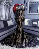 Partykleider schwarz Gold funkelnde Mermaid Long Prom 2023 Real Bilder sexy sehen durch die Ärmel afrikanischer Stil Kleid