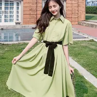 Party Dresses Femme Summer Fashion Fairy Harajuku Chiffon Dress Women 2023 Korean Loose College Casual Vintage Shirt Skirt Female A700
