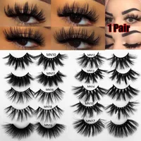False Eyelashes SKONHED 1 Pair 27MM Lashes 3D Mink Hair Long Wispies Multilayers Fluffy Cruelty-free