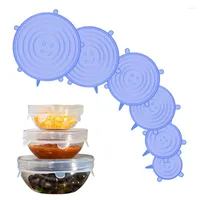 Kitchen Storage 6 12 PCS Silicone Covers Adaptable Lids Caps For Food Universal Dish Stretch Cans Accessories
