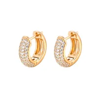 Hoop Earrings 2pcs Fashion Trendy Simulated Diamond Round Cubic Zirconia Earring Set For Girls Women Copper Alloy