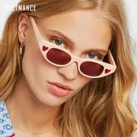 Sunglasses Small Cat Eye Women Men Stylish Sun Glasses Retro Hollow Out Heart Pattern Design Trendy Shades Street Fashion