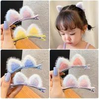 Hair Accessories Children's Hairpin Girls Cat Ears Plush Bangs Clip Baby Cute Cartoon Three-dimensional Tassels