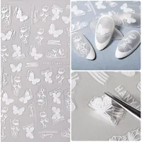 Nail Stickers 3D Effect Sticker Floral Butterfly Design Transfer Decals Slider Wraps Decoration DIY Art Manicures Accessories