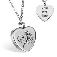 Pendant Necklaces Custom Always In My Heart Stainless Steel Rose Cremation Urn Necklace Ash Jewelry Memorial Keepsake Drop