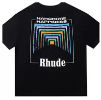 Rhude Mens T Shirt Tasarımcı Mektubu Baskı Tasarımcı Kısa Kollu Gündelik Yaz Nefes Alabilir Giyim Erkekler Bayanlar Premium Giysiler Çift T-Shirt Toptan Boyutu S-XL