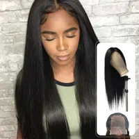 Straight Human Hair Wigs With 4x4 Lace Closure 150% Density Remy Free Part Wig For Black Women
