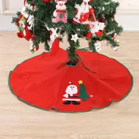 Christmas Decorations Tree Skirt Red Round Printed Santa Claus Festive Home Blanket