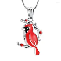 Pendant Necklaces Red Blue Cardinal Stainless Steel Cremation Necklace For Ashes Of Loved Ones Bird Keepsake Memorial Urn Jewelry Women MenP