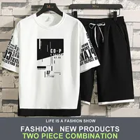 Men&#039;s T Shirts Casual T-Shirt Set Korean Youth Short Sleeve Shorts Summer Sportswear Loose Wear Ventilation Comfortable Deals