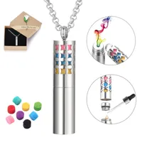 Pendant Necklaces Necklace With Diffuser And Container 2-in-1 Stainless Steel Perfume Bottle Essential Oil Locket Jewelry