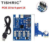 Computer Cables TISHRIC PCI Express Multiplier Riser 1 To 4 1X PCI-E PCIE USB 3.0 Hub 16x For Video Card Adapter BTC Miner Mining