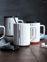 Mugs Ceramic Cup With Saucer And Spoon Simple Coffee Mug Anti Scalding Handle Tea Travel Tazas De Ceramica Creativas 50MKB12