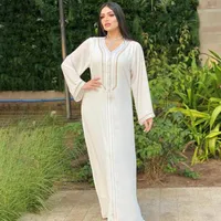 Ethnic Clothing Zestawy muzułmańskie Dubai Abaya Turcja Hidżab sukienka Islam Białe sukienki dla kobiet szat 2023 Zespół mody femme muulmane