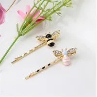 New Colorful Girls Barrettes Flying Bee Hair Clip Pins Cute Pink Black Hair Jewelry Rhinestone Hair Accessories Hairpins GB2313
