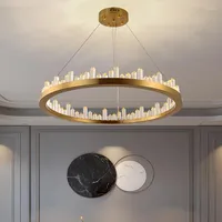 Pendant Lamps Hall Crystal Lamp Postmodern Simple Bedroom Designer Ring Living Room Dining Light Luxury Chandelier