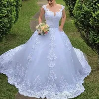 Ball Gown Wedding Dresses Illusion Bodice White Vintage Lace Appliques Bridal Gowns V Neck Backless For Church Custom Made Vestido
