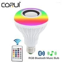 Smart E27 LED -lampa RGB trådlös högtalare Bulb Bluetooth 12W Light Dimable Music Player Audio 24 Keys Remote Controller
