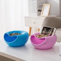 Bowls Storage Fruit Tray Plastic Double-layer Snack Box Mobile Phone Holder Bowl Lazy Artifact