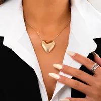 Pendant Necklaces PuRui Simple Chains With Heart Pendants Necklace For Women Trendy Gold Color Short Choker 2023 Fashion Jewelry CollarPenda
