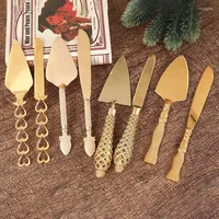 Dinnerware Sets Gold Baking Shovel And Knife Set Hollow Handle Pizza Cake Dessert Cutter Cutlery For Wedding Birthday Party