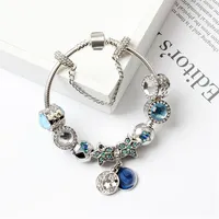 bright stars opal charm Strands pan 925 silver bracelet DIY creative personality star jewelry whole236C