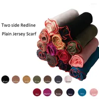 Ethnic Clothing RedlineSGM 180 80cm Two Side Redline Plain Jersey Scarf Soft Materail Long Shawls Wraps Solid Color Trendy Women Hijab