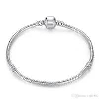 1pcs Drop Silver Plated Bracelets Women Snake Chain Charm Beads for pandora Beads Bangle Bracelet Children Gift B001242v