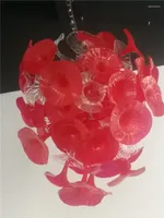 Chandeliers Creative Flower Glass Chandelier Lighting Red Shade Luxury Wedding Hand Blown For Christmas Decor