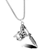 Pendant Necklaces MQCHUN Design Gunmetal Mini Tattoo Machine 1PC Necklace Punk Style For Men Hip Hop Rock Jewelry Gift