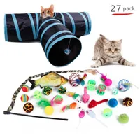 Cat Toys Toy Set Collapsible Tunnel Pet Kit Funny Cats Stick Bell Ball Channel Feather Creative Assorted Kitten Interactive