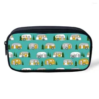 Cosmetic Bags Happy Camper Pattern Print Pencil Bag Large Capacity School Supplies For Boys Girls Storage Useful Box Stationery