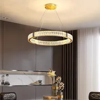 Pendant Lamps Upgrade Round Ceiling Chandelier For Kitchen Dining Room Duplex Building Villa Crystal Lamp LED Lighting Fixtures