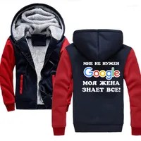 Men's Hoodies I Dont Need Google Funny Russian Winter Large Size 5XL Cardigan Sweatshirt Male Casual Thickening Warm Zipper