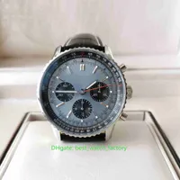 BLS Factory Mens Watch Super Quality 43mm Navitimer B01 Chronograph 43 Sky Blue Dial Leather Bands Watches CAL.01 Movement Mechanical Automatic Men's Wristwatches