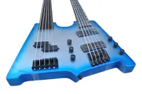 Lvybest Electric Bass Guitar Special Custom Double Neck Blue Body with Black Hardware Offer Customized
