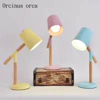 Table Lamps Nordic Modern Simple Candy Lamp Bedroom Bedside Creative Solid Wood Reading LED Iron Desk