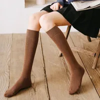 Women Socks Women's Long Cotton Knee Length College Style Bright Colors Solid Color Fashion Sports Travel Stocking