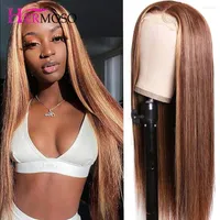 4 27 Highlight Straight Lace Front Human Hair Wigs Brazilian Remy 13x4 Brown Mixed Colored