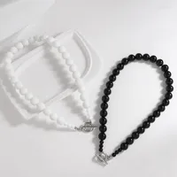 Chains Trendy Black White Big Acrylic Beads Choker Necklace For Women Simple Strand Beaded Collar Necklaces Jewelry 2023Chains Heal22