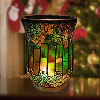 Candle Holders European Wizard Of Oz Cup Mosaic Wind Lamp Glass Holder Home Decoration Retro Dining Table Romantic Ornaments