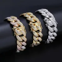 Iced out cuban link bracelet luxury designer jewelry men bracelets hip hop bling diamond bangle rapper love chain gold silver acce262Y