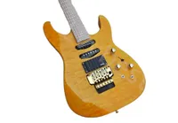 Lvybest Yellow Body Electric Guitar with Maple Quilted Top Gold Hardware Offering Customized Services