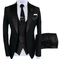Wedding Tuxedos One Button Men Suits Groomsmen Notch Lapel Groom Tuxedos Wedding Prom Man Blazer Jacket Pants Vest Tie W1203