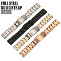 Watch Bands High Quality Solid Full Stainless Steel Watchband Men Women Wristwatch Black Golden Folding Buckle Strap 18 20 22 24 26 28 30mm