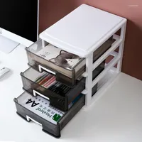Aufbewahrungsboxen Haushalt Transparent Desktop Box Multi-Layer Einfacher Kunststoff A4 Papierschubladen-Schrank Bürodatei