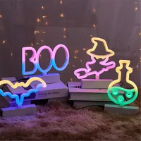 Table Lamps USB Battery Powered Creative LED Neon Light Sign Halloween Witch BOO Lamp For Party Wedding Bedroom Home Decors Night